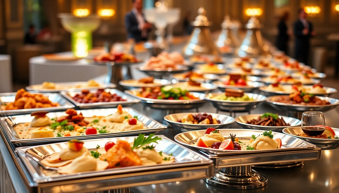 Elegant catered food buffet setup